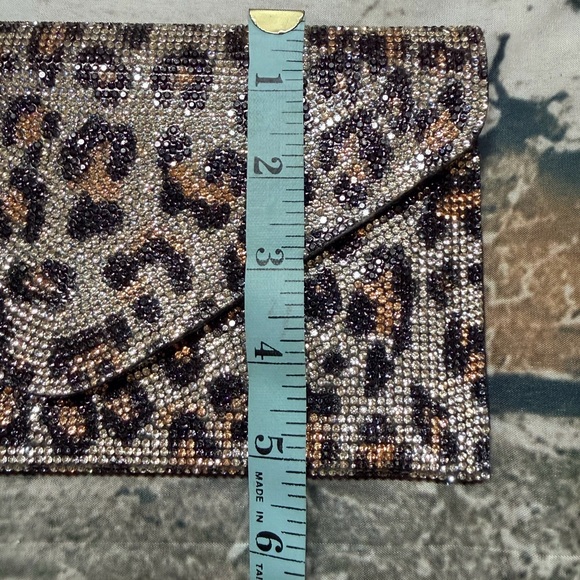 Multicolor Rhinestone Leopard Clutch Envelope Style Bling Glam Indie Sleaze - Picture 6 of 6